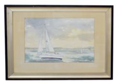 British, 20th century, Solent Racing, watercolour on paper, unsigned, 36 x 25cm