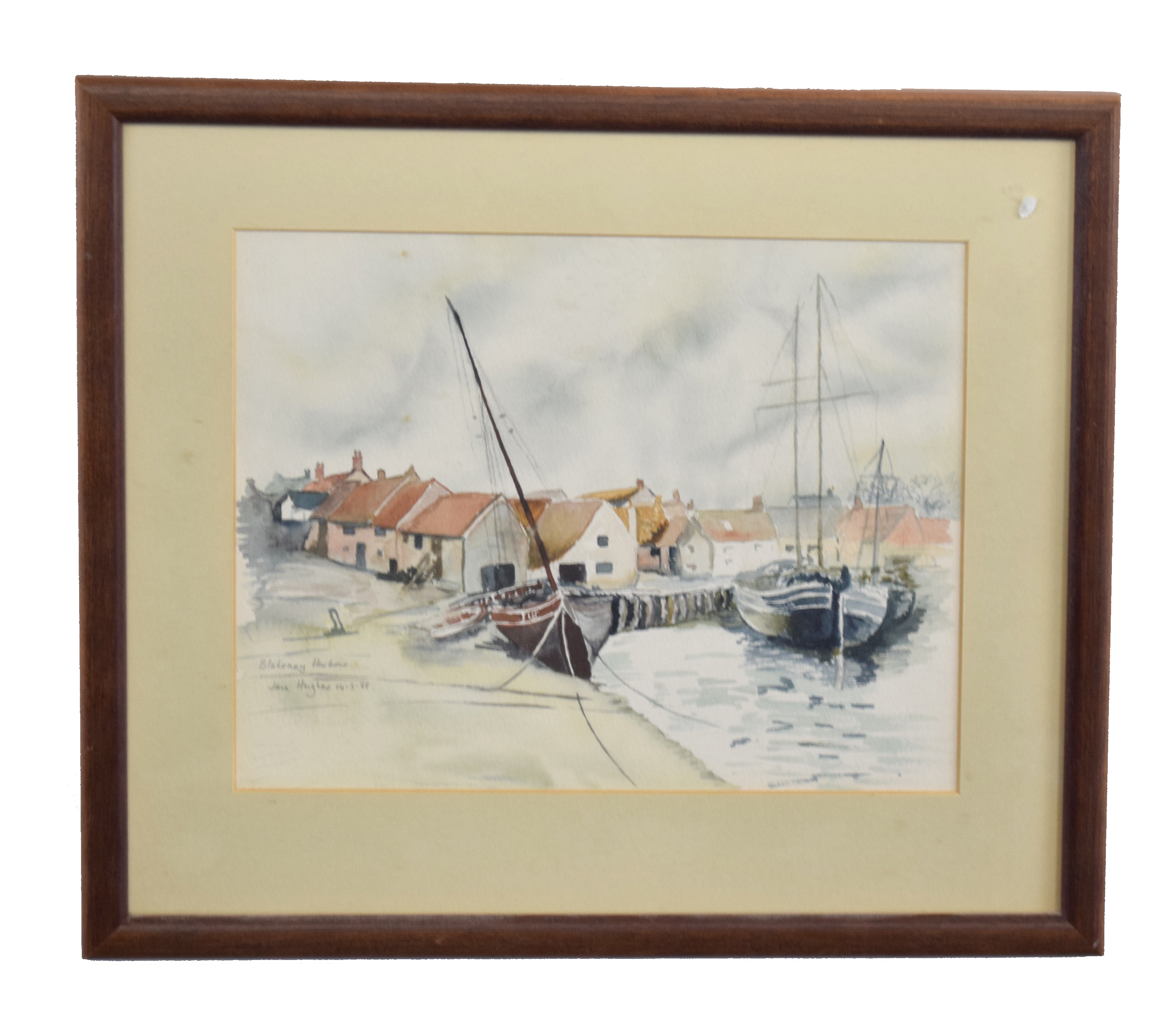 Jane Hughes (British, 20th century) Blakeney Harbour, watercolour, signed, 18 x 23cm and Fishing