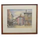 F. I. Naylor (British, 20th century), A street scene with architectural interest, watercolour on