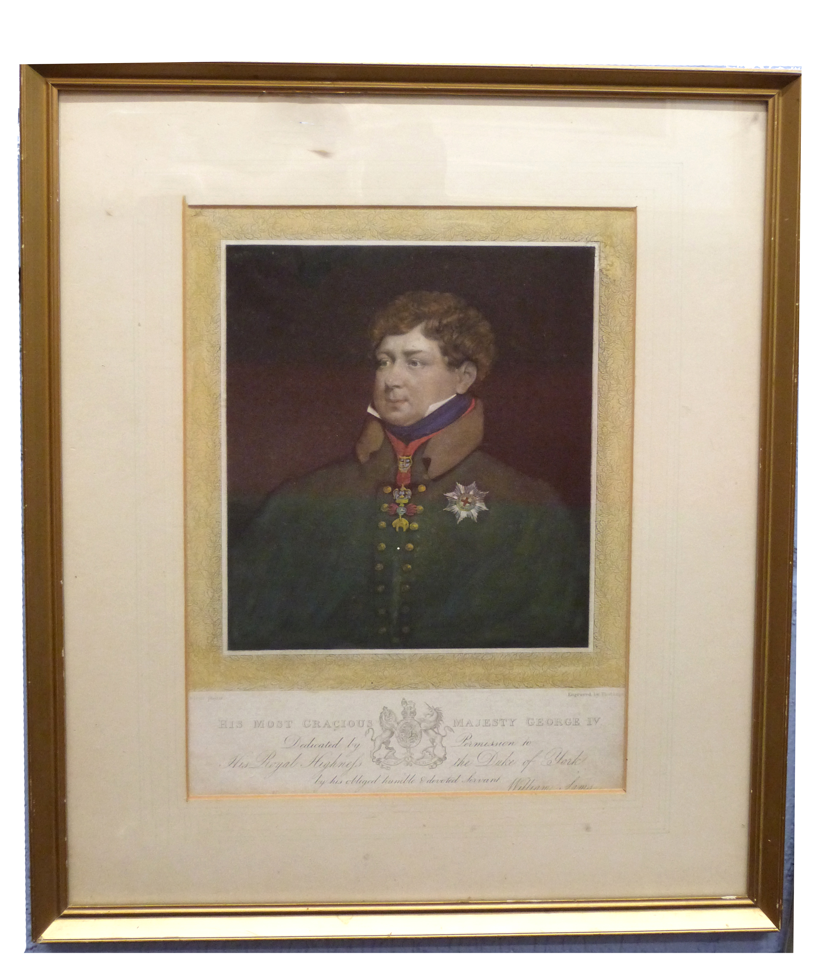 Coloured engraving, after Wivell, "His Most Gracious Majesty George IV", 32 x 22cm