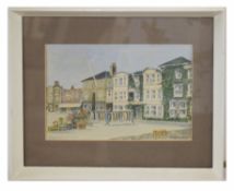 British, 20th century, Market Place, Southwold, watercolour on paper, indistinctly signed, 12 x