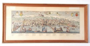 Reproduction coloured print Neapolis (Naples), 37 x 88cm