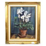 British, 20th century, Still Life, floral design, oil on canvas, indistinctly signed, 39 x 30cm