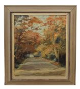(British, 20th century), Autumnal scene, oil on board, unsigned, 49 x 40cm