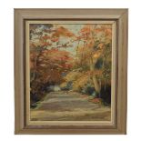 (British, 20th century), Autumnal scene, oil on board, unsigned, 49 x 40cm