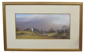 Christine Slade (Born 1943), sun clearing autumn mist Peak District, pastel, signed lower left.