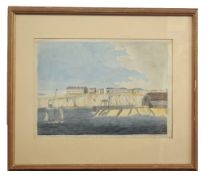 G. J. Redman (British, 19th century), A view of Broadstairs from the sea, watercolour, signed, 1815,