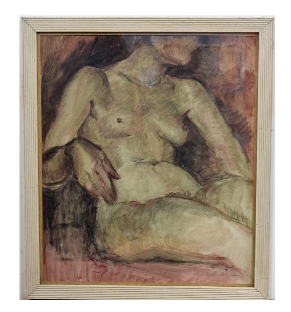 British, 20th century, Seated female nude, watercolour, unsigned, 44 x 38cm