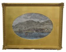 Hong Kong, central portion of the town of Victoria March 1857, colour lithograph on paper, 23 x