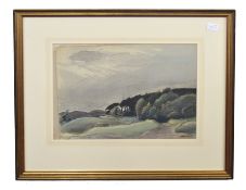Horace Tuck (British, 20th century) Landscape with woodland, watercolour highlighted with