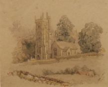 A study of Morton St Bishop Church, near Bath, watercolour, unsigned, framed and glazed