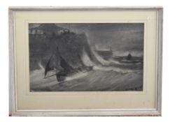 Horace Tuck (British, 20th century), Shipping with the wind and tide, charcoal on paper, 29 x 44cm