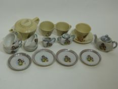 Mid 20th century toy tea set with a print of the Princesses Elizabeth and Margaret, comprising tea
