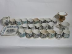 Interesting group of 19th century Staffordshire alphabet mugs with various rhymes, decorated with