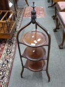 Inlaid mahogany cake stand, height approx 99cm