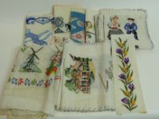 Group of fabrics with needlework in Oriental designs