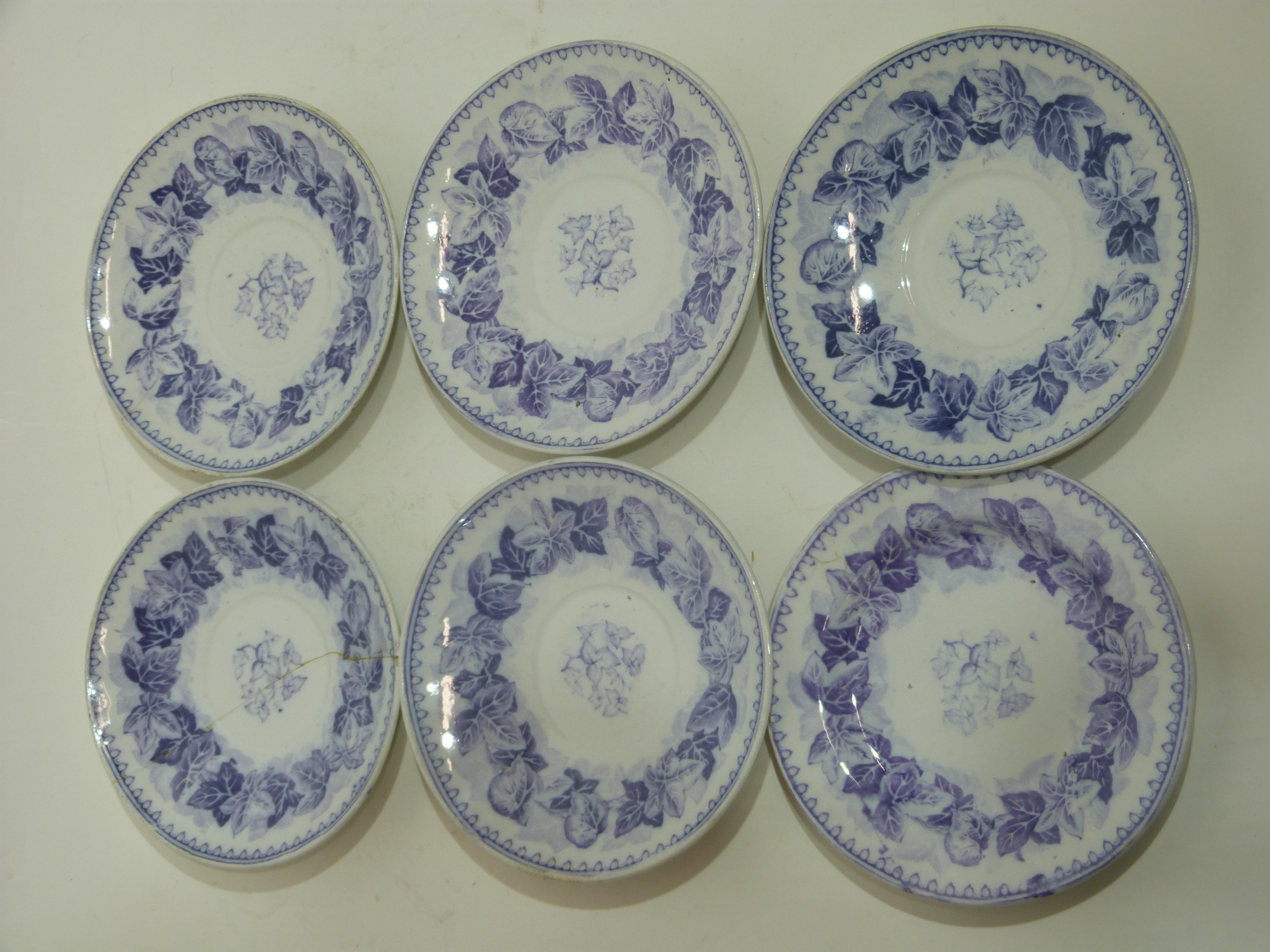 Victorian miniature tea set with blue floral decoration including tea cups and saucers - Image 4 of 4