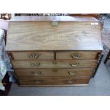 19th century fall front bureau with fitted interior, width approx 115cm