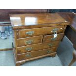 Reproduction Georgian mahogany bachelor's chest of small proportions, the hinged top over a body