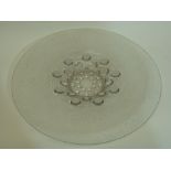 Large glass charger in Lalique style, the centre with bubbled design within a frosted glass