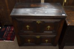 17th century and later oak Jacobean style chest of two drawers with mitred detail, 78cm wide