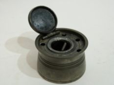 Victorian metal inkwell, the base marked "V&R"