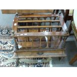 Victorian walnut veneered Canterbury magazine rack of typical rectangular form fitted with a