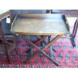 Mahogany butler's tray, length approx 69cm, together with folding matching stand