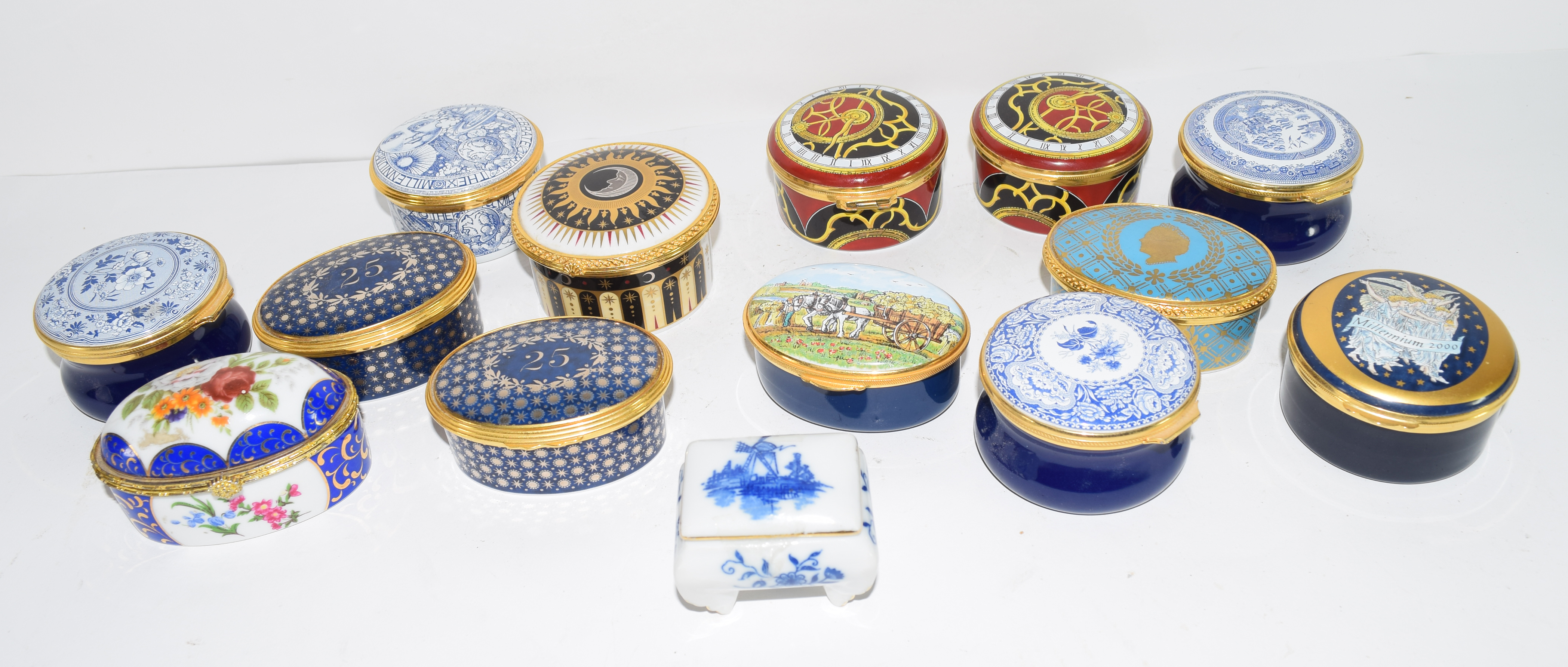 Group of 14 patch boxes, some by Spode and other makers, mainly English and French, some also