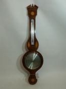 Comitti Holborn reproduction Georgian style banjo barometer in mahogany case with inlaid shell