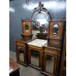 Victorian walnut and burr walnut veneered side cabinet, the shaped back with large central mirror