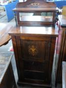 Small Edwardian inlaid cabinet with mirrored gallery, width approx 55cm