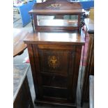 Small Edwardian inlaid cabinet with mirrored gallery, width approx 55cm