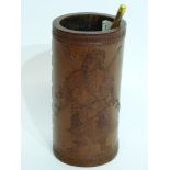 Chinese bamboo brush washer modelled with a warrior with calligraphy verso, 18cm high