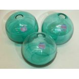 Three glass balls with Murano label