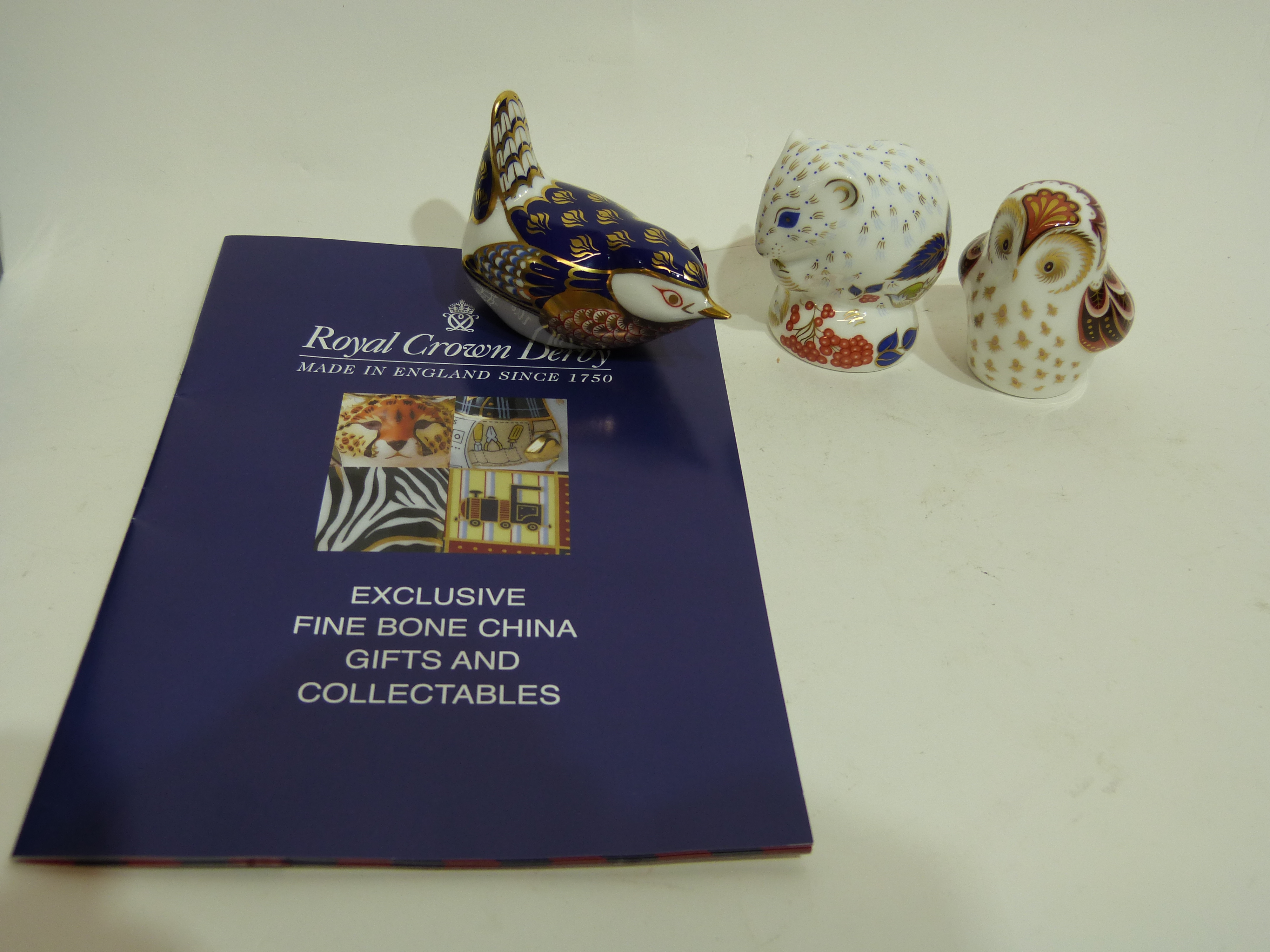 Three Royal Crown Derby paperweights, one of a wren with original certificate, together with an - Image 2 of 3