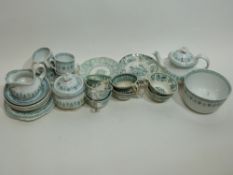Victorian china, mainly miniature tea wares, in green printed designs (qty)