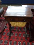 Early 20th century sewing or games table with fold-top inlaid chess board, width approx 51cm