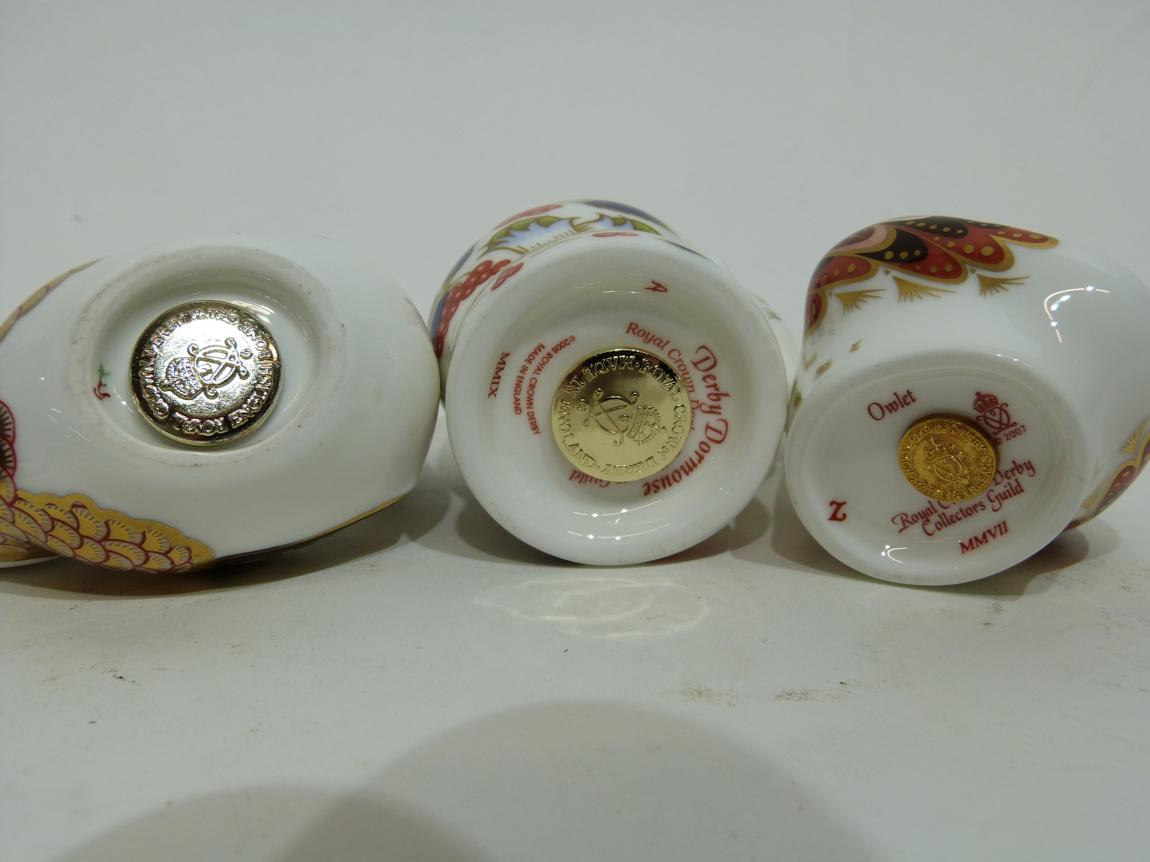 Three Royal Crown Derby paperweights, one of a wren with original certificate, together with an - Image 3 of 3