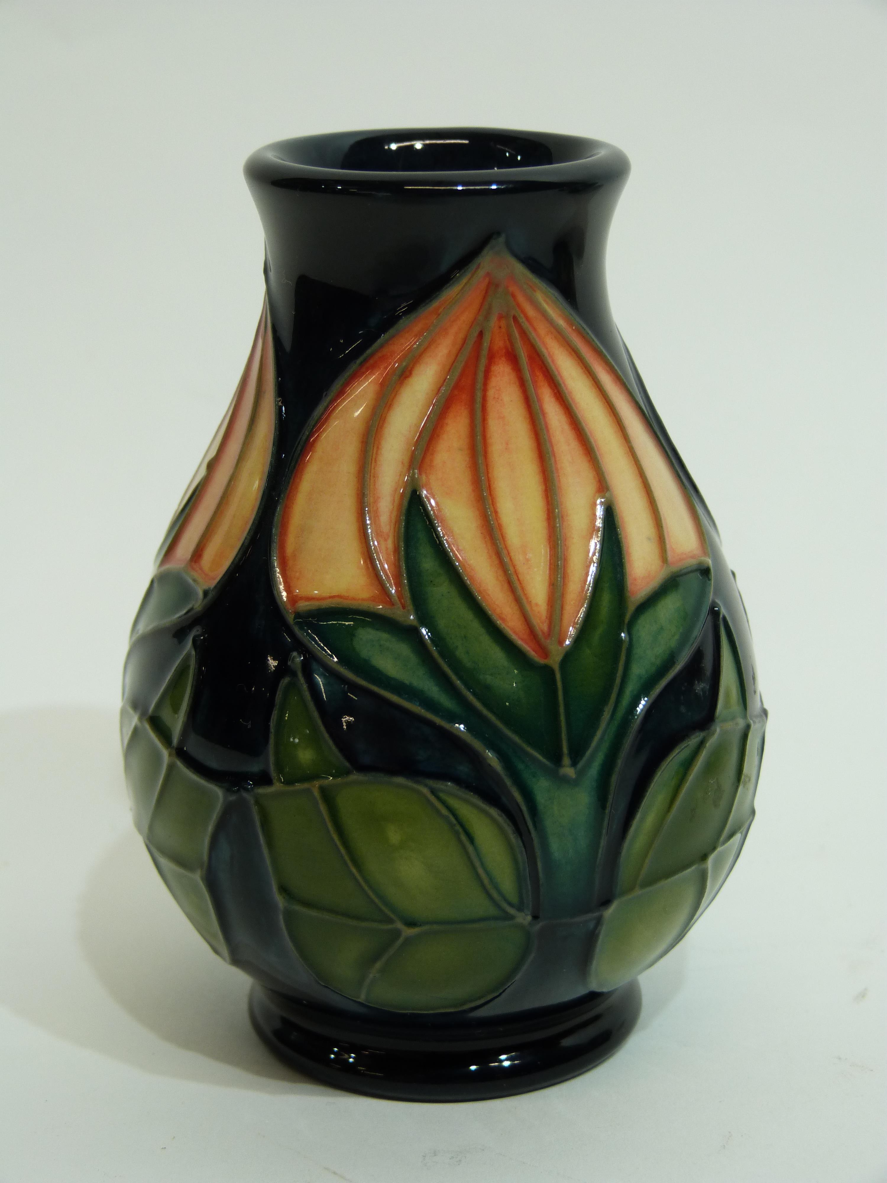 Small modern Moorcroft vase with tube lined design, a further Moorcroft bowl with design of - Image 2 of 7