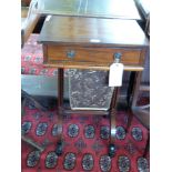 Late Georgian mahogany sewing table of rectangular form with single frieze drawer over a fabric