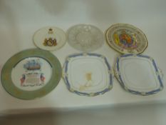 Group of decorative plates including a Paragon commemorative plate etc