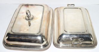 Two plated tureens and covers