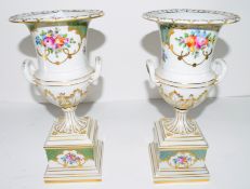 Pair of Continental porcelain vases decorated in Meissen style with floral sprays, 30cm high (2)