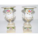 Pair of Continental porcelain vases decorated in Meissen style with floral sprays, 30cm high (2)