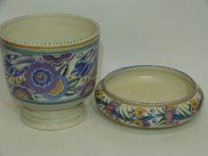 Poole Pottery jardiniere in the bluebird pattern together with a Poole Pottery bowl (2)