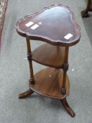 Small three tier stand with turned supports, height approx 62cm