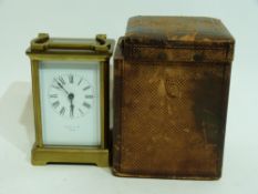 Carriage clock manufactured by Jacques & Co, Paris, in original box, with key