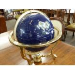 Contemporary hardstone mounted globe on moveable metal mount, total circumference approx 45cm