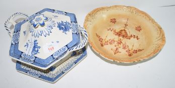 Adams tureen cover and stand in the Juliet pattern, together with a Fieldings pottery bowl